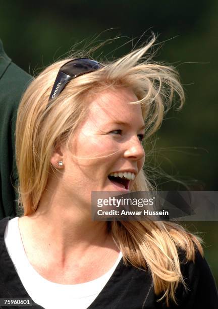 Autumn Kelly, who is to marry Peter Phillips, looks happy during the Festival of British Eventing at Gatcombe Park on August 3, 2007 in...