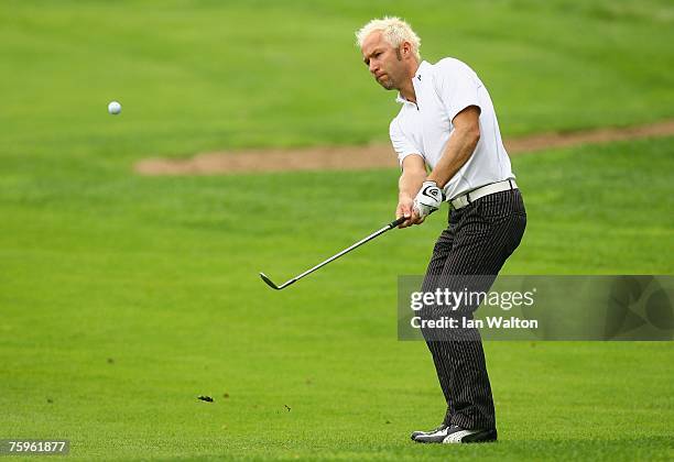 Per-Ulrik Johansson of Sweden in actionon the 17th hole during the 3rd round of the Russian Open Golf Championship at the Moscow Country Club August...