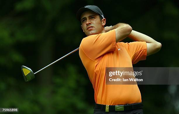 Alexandre Rocha of Brazil in action during the 3rd round of the Russian Open Golf Championship at the Moscow Country Club August 4, 2007 in Moscow,...