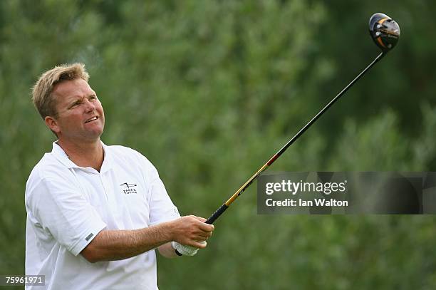 Alan Mclean of Scotland in action during the 3rd round of the Russian Open Golf Championship at the Moscow Country Club August 4, 2007 in Moscow,...