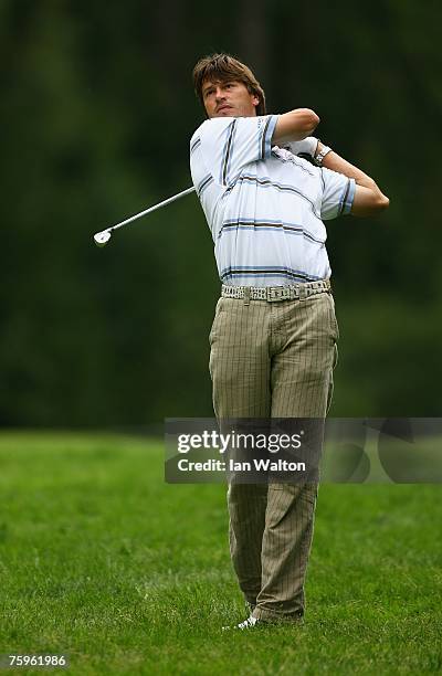 Robert-Jan Derksen of the Netherlands in action during the 3rd round of the Russian Open Golf Championship at the Moscow Country Club August 4, 2007...