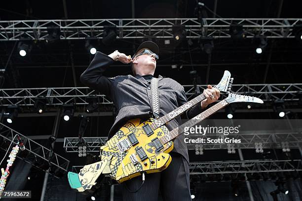 Singer/Guitarist Rick Nielsen of Cheap Trick performs onstage at the Virgin Festival By Virgin Mobile 2007 at Pimlico Race Course on August 4, 2007...