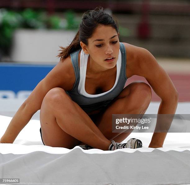 Allison Stokke competes in the junior women's pole vault in the USA Track & Field Championships at Carroll Stadium in Indianapolis, Ind. On Thursday,...