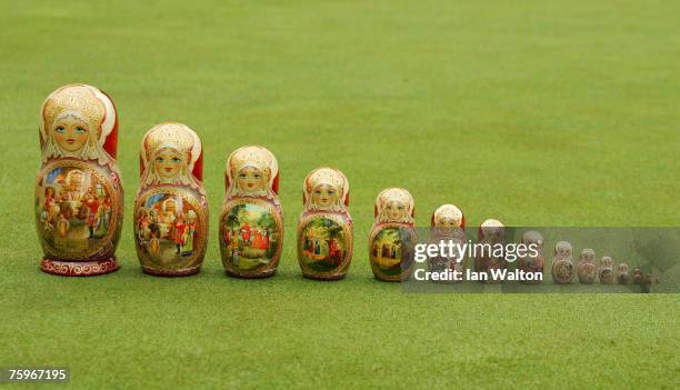 The Russian Open Matrioshka Doll trophy during the 4th round of the Russian Open Golf Championship at the Moscow Country Club August 5, 2007 in...