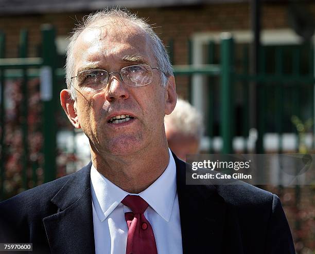 Martin Shirley, the director of the Institute for Animal Health Pirbright Laboratory, speaks to the press on August 5 2007 in Pirbright, England. The...