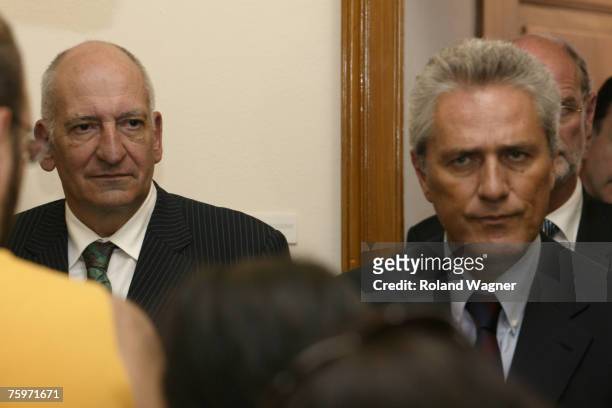 Pascal Cuchepin and Francesco Rutelli during a press conference at the 60th Locarno International Film Festival August 4, 2007 in Locarno,...