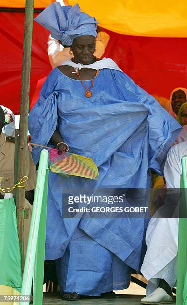 Maimouna Traore, the 1997 pioneer in fighting excision in young girls arrives at the main square of Malicounda Bambara, where young girls...