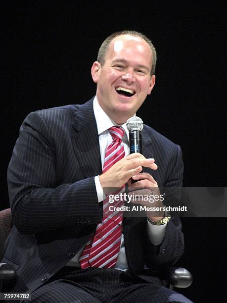 Rich Eisen emcees a Pro Football Hall of Fame Festival Enshrinees Roundtable on August 5, 2007 in Canton, Ohio.