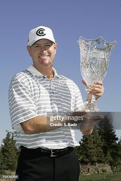 Steve Flesch was presented the winner's trophy after the fourth and final round of the Reno Tahoe Open held on August 5, 2007 at Montreux Golf and...