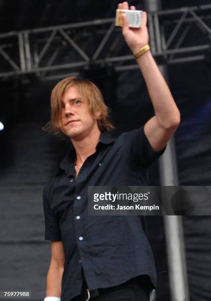 Singer/Guitarist Paul Banks of Interpol performs onstage at the Virgin Festival By Virgin Mobile 2007 at Pimlico Race Course on August 5, 2007 in...