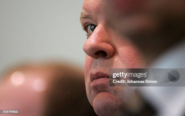 Max Strauss, son of former Bavarian state Governor Franz Josef Strauss, awaits the last day of his re- trial at Augsburg's district court on August,...