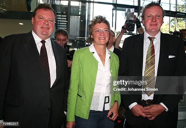 Max Strauss, son of former Bavarian state Governor Franz Josef Strauss, poses with his sister Monika Hohlmeier and his brother Franz-Georg Strauss...