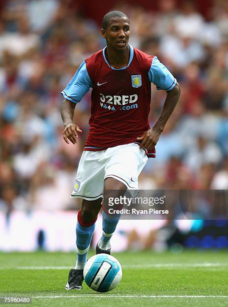 Ashley Young of Aston Villa in action during the Pre Season Friendly match between Aston Villa and Inter Milan at Villa Park on August 4, 2007 in...