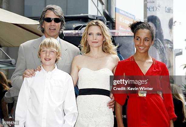 Actress Michelle Pfeiffer; her husband, producer David E. Kelley; her son John and daughter Claudia attend a ceremony honoring Pfeiffer with a Star...