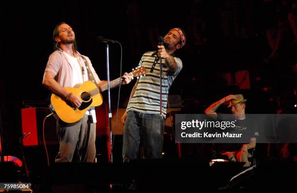 Singer/Guitarist Eddie Vedder of Pearl Jam, Musician Ben Harper and Tomas Young, Iraq war vetran whose story is told in forthcoming "Body of War"...