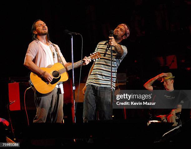 Singer/Guitarist Eddie Vedder of Pearl Jam, Musician Ben Harper and Tomas Young, Iraq war vetran whose story is told in forthcoming "Body of War"...