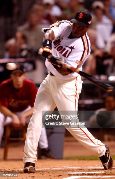 Barry Bonds in action during the 2004 All Star Home Run Derby at Minute Maid Park in Houston, Texas on July 12, 2004. Bonds hit eight home runs at...