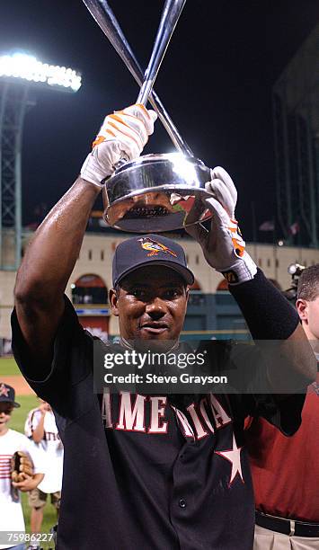 Miguel Tejada of the Baltimore Orioles won the 2004 All Star Century 21 Home Run Derby with a record 15 home runs in the second round at 497 feet...