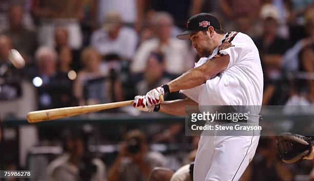 Lance Berkman of the Houston Astros in action during the 2004 All Star Home Run Derby at Minute Maid Park in Houston, Texas on July 12, 2004.