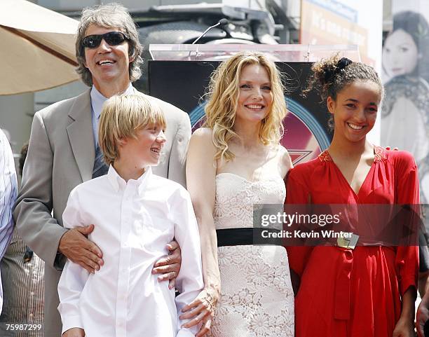 Actress Michelle Pfeiffer, her husband, producer David E. Kelley, her son John and daughter Claudia attend a ceremony honoring Pfeiffer with a Star...