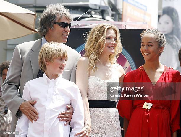 Actress Michelle Pfeiffer, her husband, producer David E. Kelley, her son John and daughter Claudia attend a ceremony honoring Pfeiffer with a Star...