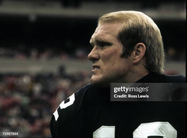 Hall of Fame quarterback Terry Bradshaw of the Pittsburgh Steelers takes a break during the Steelers 13-7 victory over the Oakland Raiders in the...