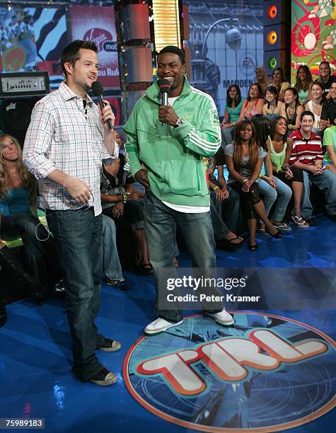 Damien Fahey and actor Chris Tucker make an appearance on MTV's Total Request Live on August 6, 2007 in New York City.