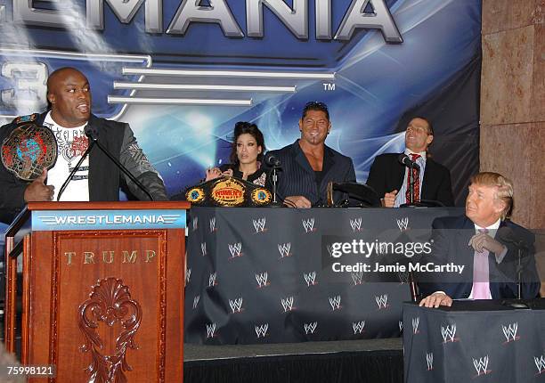 World Champion Bobby Lashley, WWE Womens Champion Melina, WWE World Heavyweight Champion Batista, Shawn Michaels and Donald Trump