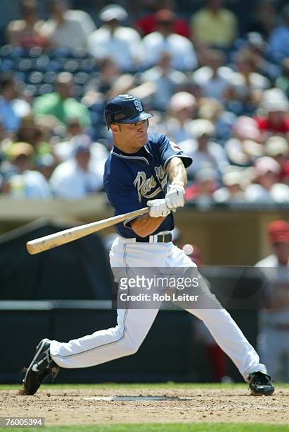 Scott Hairston of the San Diego Padres bats during the game against the Arizona Diamondbacks at Petco Park in San Diego, California on August 2,...