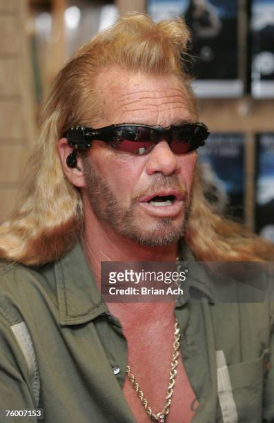 Duane "Dog" Chapman Book signs copies of his new book "You Can Run, But You Can't Hide" on August 7 at Borders Wall St. In New York City.