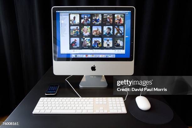 The new iMac is displayed after Apple CEO Steve Jobs introduced new versions of the iMac and iLife applications August 7, 2007 in Cupertino,...