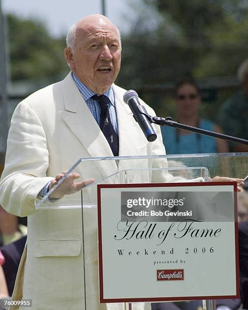 Bud Collins introduces Gianni Clerici during the 2006 International Tennis Hall of Fame Induction on Saturday, July 15, 2006 in Newport, Rhode...