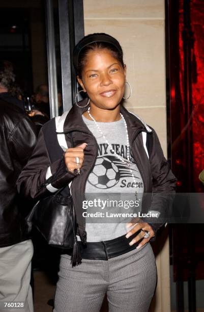 Stylist Misa Hylton-Brim attends the uptown launch of costume designer Patricia Field's new boutique House of Field April 11, 2002 in New York. The...