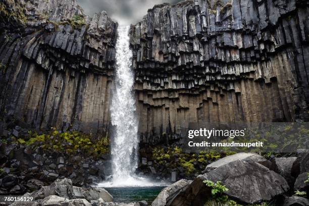 svartifoss waterfall, skaftafell, vatnajokull national park, iceland - column stock pictures, royalty-free photos & images