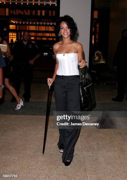 Singer Rihanna leaves MTV's "TRL" at MTV Studios on August 07, 2007 in New York City.