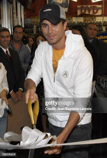 Enrique Iglesias signs copies of his new album "Insomniac" on August 5, 2007 at Rythmo Latino in Anaheim, California.