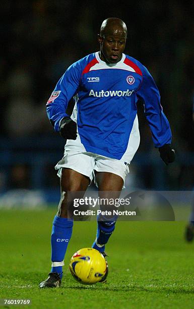 Paul Hall of Chesterfield in action during the Coca Cola League One match between Chesterfield and Northampton Town on December 6, 2006 in...