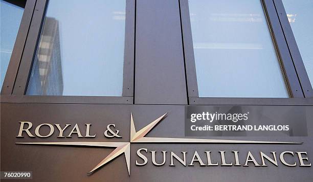 Logo of the Royal and Sun Alliance is pictured in London, 08 August 2007. British insurer Royal and Sun Alliance said today it planned to eliminate...