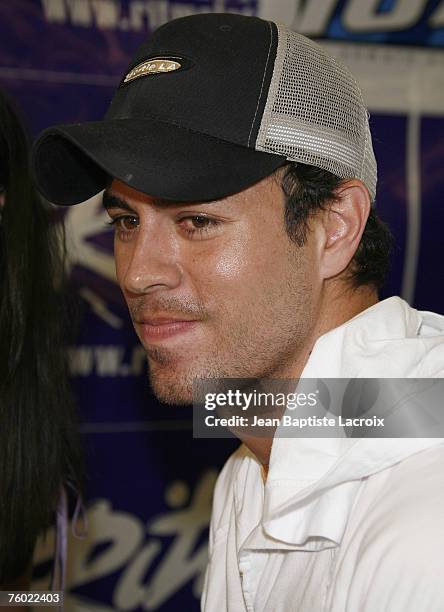 Enrique Iglesias signs copies of his new album "Insomniac" on August 5, 2007 at Rythmo Latino in Anaheim, California.