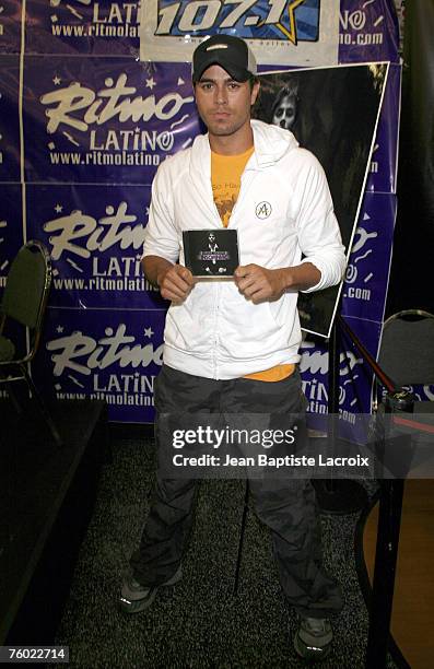 Enrique Iglesias signs copies of his new album "Insomniac" on August 5, 2007 at Rythmo Latino in Anaheim, California.