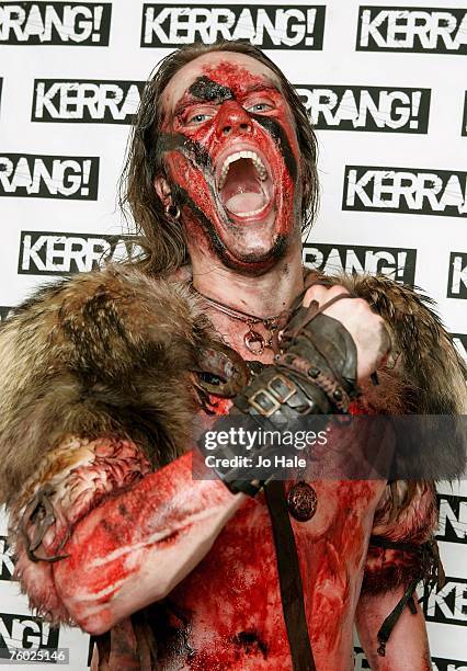 Warlord Mygard of Turisas poses backstage at the Kerrang! Day of Rock at the Virgin Megastore, Oxford Street, on August 8 in London, England.
