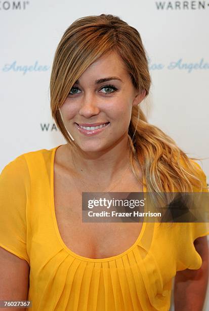 Television personality Lauren Conrad arrives at Warren Tricomi Los Angeles to prepare for the season 3 premiere party for "The Hills" on August 8,...