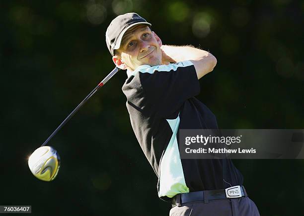 Mark Harling of Accrington and District tees off on the 1st Hole during the second round of the RCW2010 Welsh Open PGA Professional Championship at...