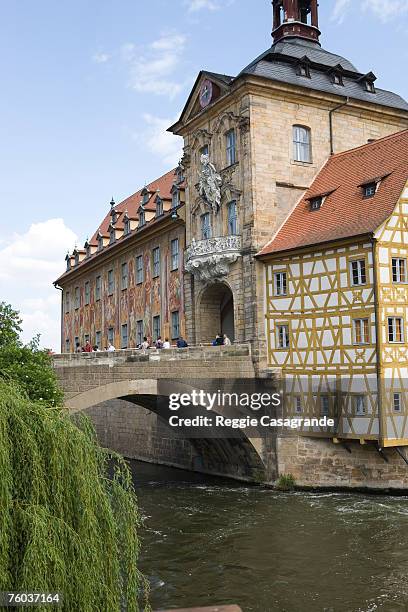 germany, bavaria, schoenborn-area, klein-venedig, old town hall built in middle of the regnitz river - klein venedig stock pictures, royalty-free photos & images