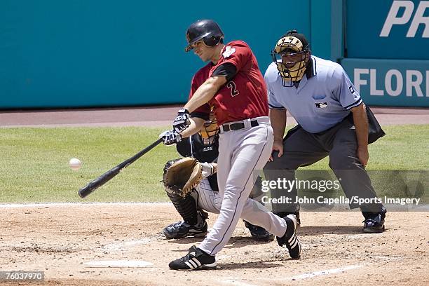 Chris Burke of the Houston Astros batting during a MLB game against the Florida Marlins on August 5, 2007 in Miami, Florida.