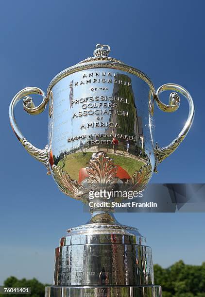 The Wanamaker trophy sits on the first tee during the first round of the 89th PGA Championship at the Southern Hills Country Club on August 9, 2007...