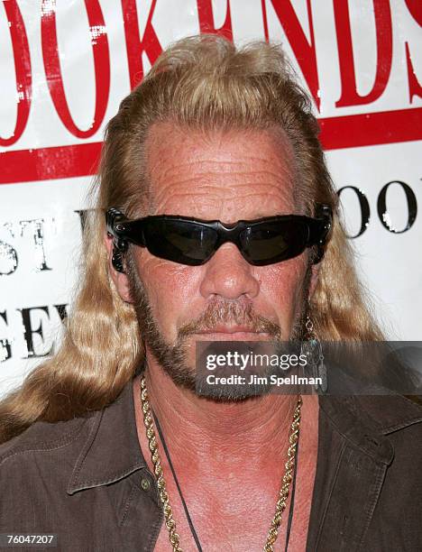 Author, TV Personality Duane "Dog" Chapman signs copies of his book "You Can Run, But You Can't Hide" at Bookends on August 9, 2007 in Ridgewood, New...