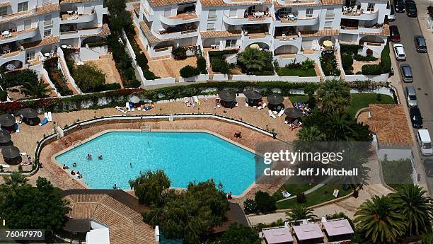 An aerial view of the resort and surounding area where Madeleine McCann went missing, August 10, 2007 in Praia da Luz, Portugal. Police are...