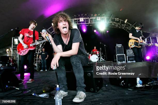 The Pigeon Detectives, including Matt Bowman , perform on the BBC Radio 1/Underage stage at 'Underage', a festival for under 18-year-olds at Victoria...