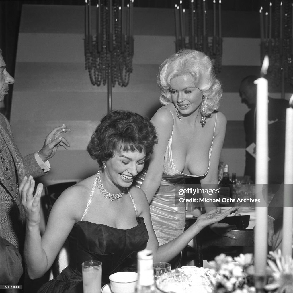 Sophia Loren And Jayne Mansfield At 20th Century Fox Party